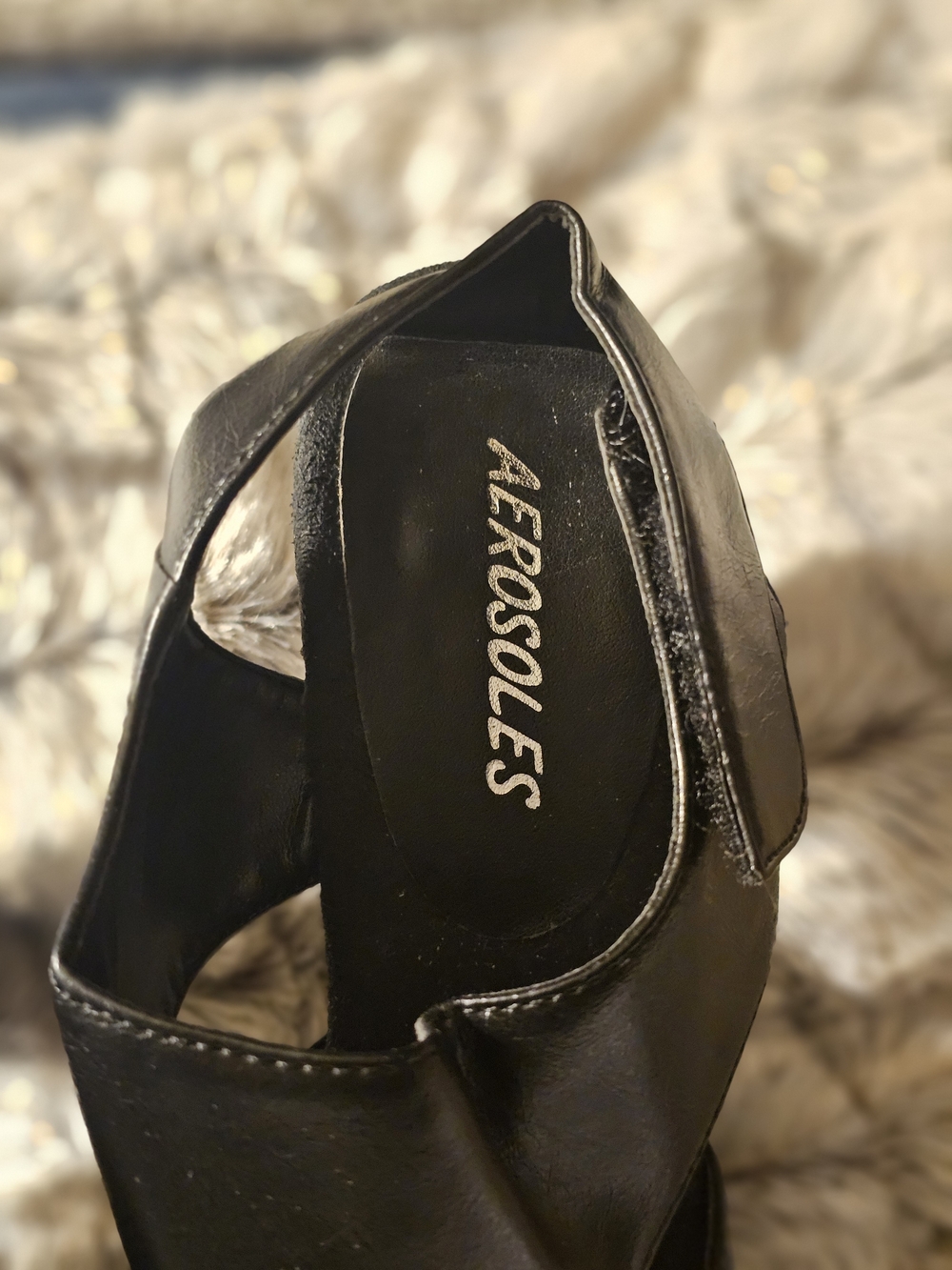 NWOT Aerosoles Black Open-Toe Heel Sandals - Picture 2 of 5